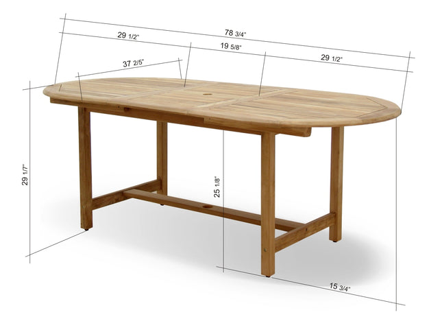 Julien FSC Certified Teak Wood Outdoor Patio Extendable Dining Set