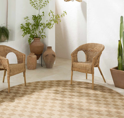 Kuval Checkered Brown Outdoor Rug