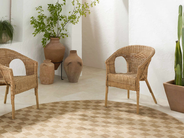 Kuval Checkered Brown Outdoor Rug