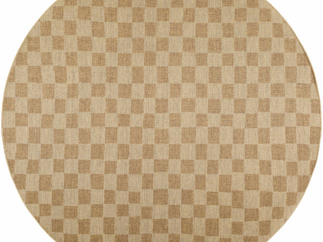 Kuval Checkered Brown Outdoor Rug