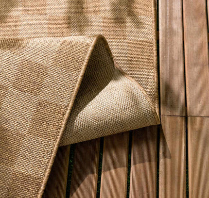 Kuval Checkered Brown Outdoor Rug