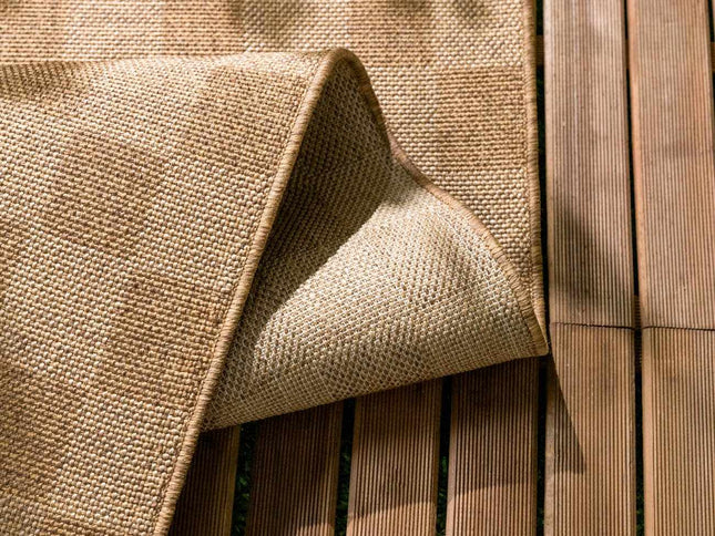 Kuval Checkered Brown Outdoor Rug