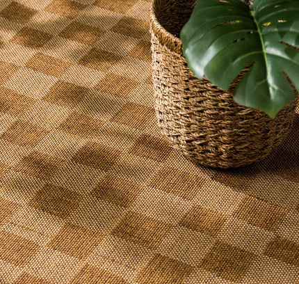 Kuval Checkered Brown Outdoor Rug
