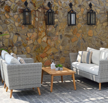 Panther Outdoor Patio Wicker and FSC Wood Seating Set
