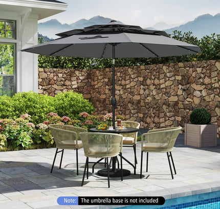 10 Ft Solar Patio Umbrella with 32 LED Lights 3-Tier Vented Top
