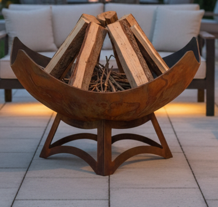 Ohio Flame Stellar Fire Bowl, Hollow Base, Patina, 30"-41"