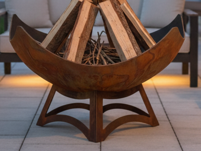Ohio Flame Stellar Fire Bowl, Hollow Base, Patina, 30"-41"