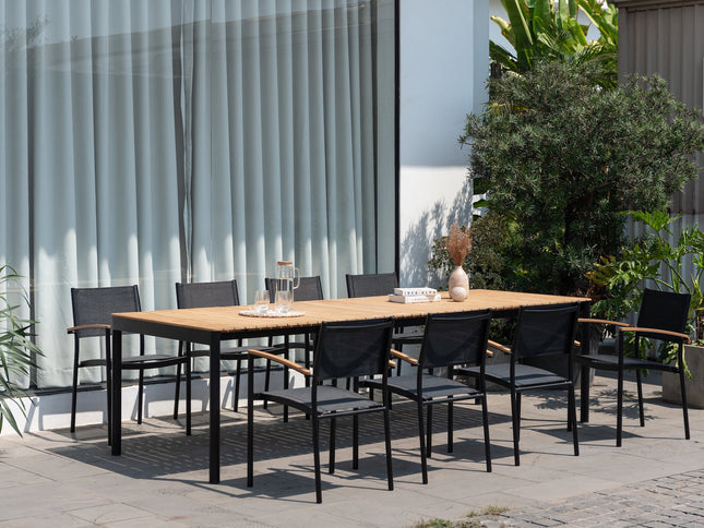 Topaz Dark Teak and Aluminum Rectangular Extendable Table