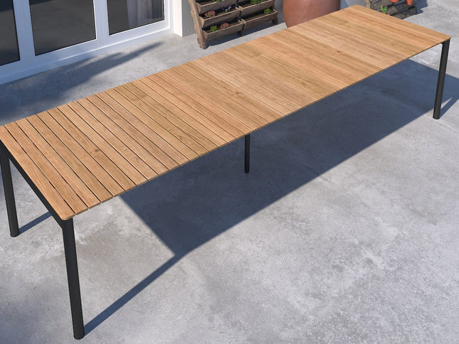 Topaz Dark Teak and Aluminum Rectangular Extendable Table