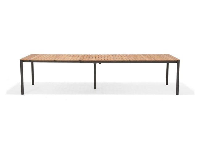 Topaz Dark Teak and Aluminum Rectangular Extendable Table