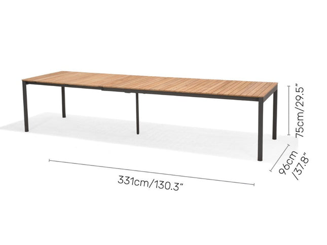 Topaz Dark Teak and Aluminum Rectangular Extendable Table