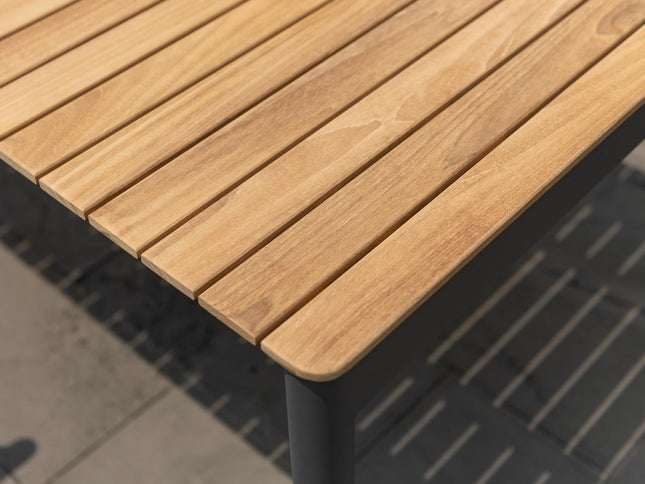 Topaz Dark Teak and Aluminum Rectangular Extendable Table