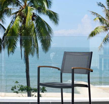 Rinjani Rectangular Table and 4 Vera Stacking Armchair Dining Set