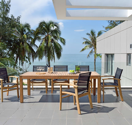 Rinjani Rectangular Teak Table and Fortuna Armchair Dining Set