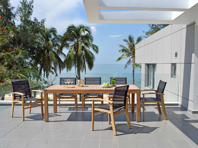 Rinjani Rectangular Teak Table and Fortuna Armchair Dining Set