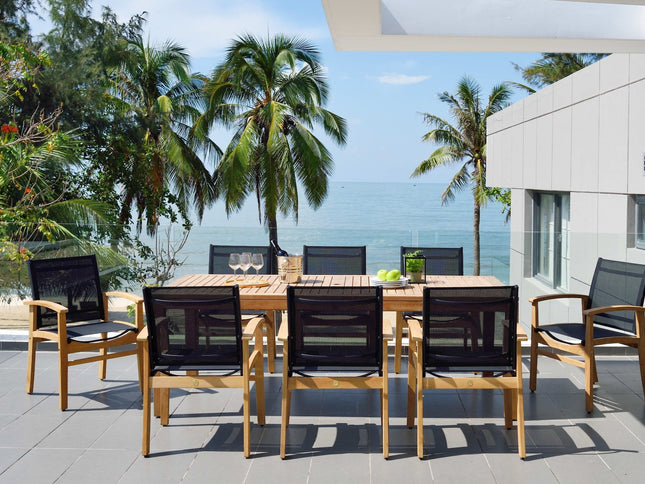 Rinjani Rectangular Teak Table and Fortuna Armchair Dining Set