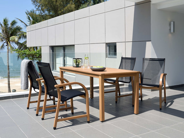 Orlando Wood Table and Manhattan Black Dining Set