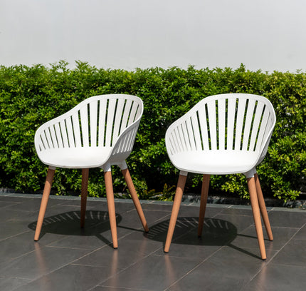 Leyland Table and Nassau White Armchairs Dining Set