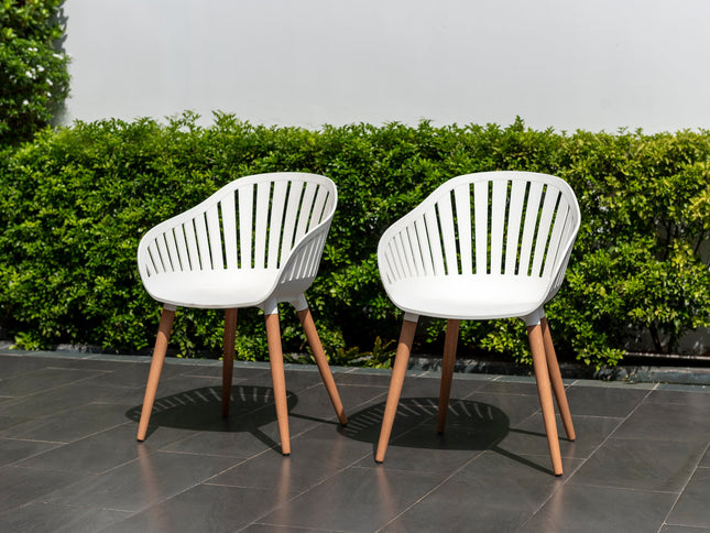 Leyland Table and Nassau White Armchairs Dining Set