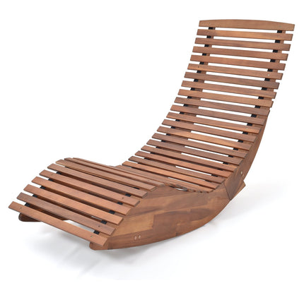 Outdoor Acacia Wood Rocking Chair with Widened Slatted Seat and High Back