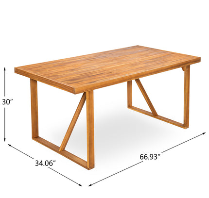 7-Piece Acacia Wood Outdoor Dining Set with 6 Chairs, Teak Finish