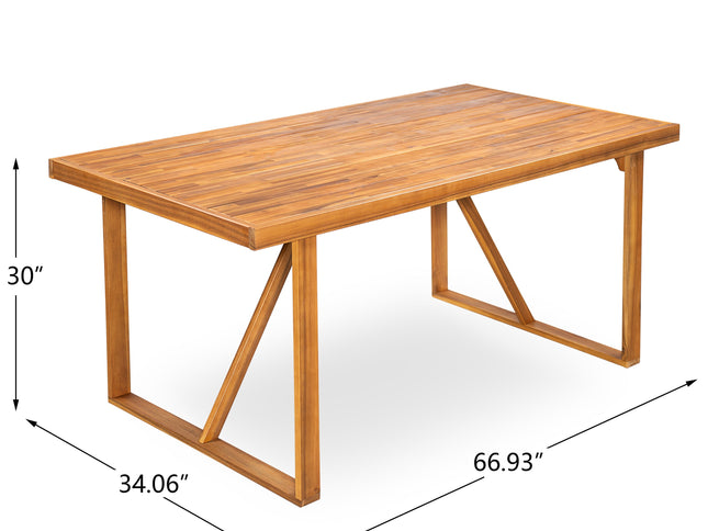 7-Piece Acacia Wood Outdoor Dining Set with 6 Chairs, Teak Finish