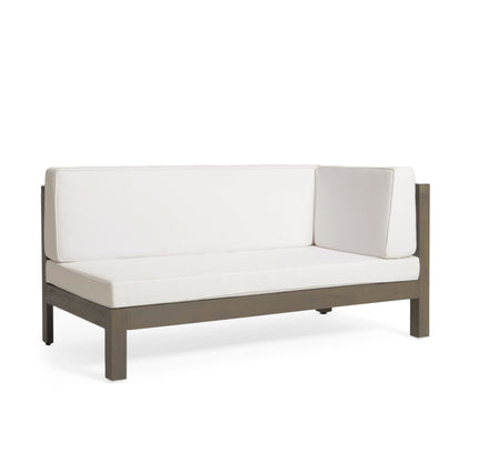 Brava X-Back 4-Piece Acacia Wood Outdoor Sofa Set — White, Mid-Century Modern
