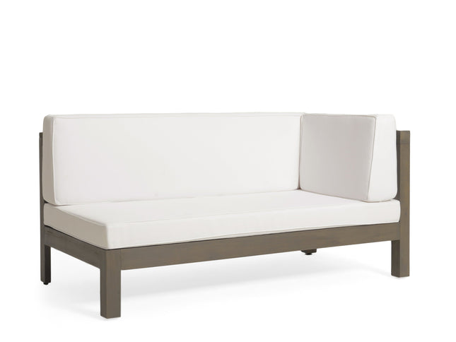 Brava X-Back 4-Piece Acacia Wood Outdoor Sofa Set — White, Mid-Century Modern