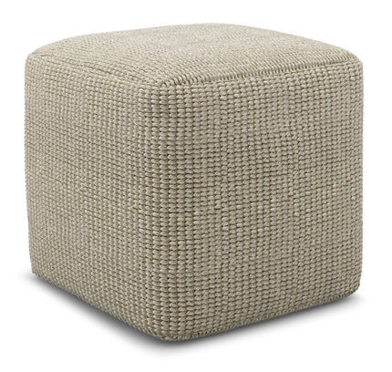 Zelma - Square Woven Outdoor / Indoor Pouf - Cream / Natural