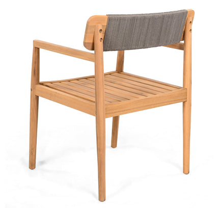 5-Piece Acacia Wood Outdoor Dining Set with Braided Chairs & Round Table — Grey