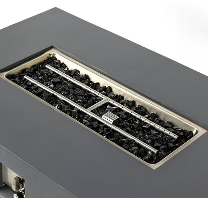 Volon Modern Rectangular Fire Pit Table in Light Gray