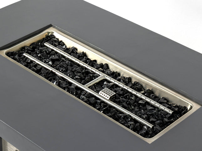 Volon Modern Rectangular Fire Pit Table in Light Gray