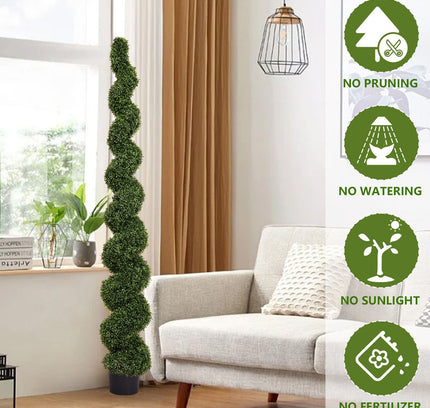 Artificial Outdoor UV Resistant Plastic Boxwood Topiary Spiral Tree