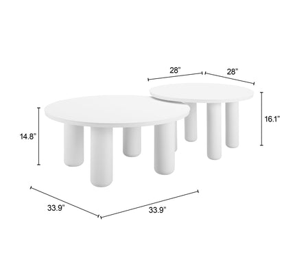 Ola Coffee Table Set (2-Piece) White