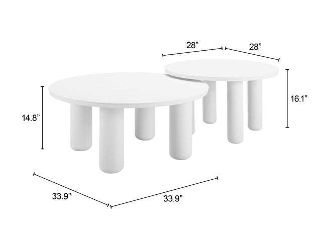 Ola Coffee Table Set (2-Piece) White