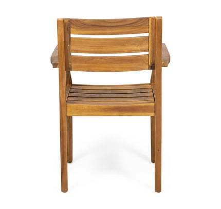 7-Piece Acacia Wood Outdoor Dining Set with 6 Chairs, Teak Finish