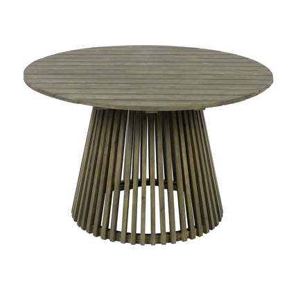 5-Piece Acacia Wood Outdoor Club Chair Dining Set with Round Table — Grey