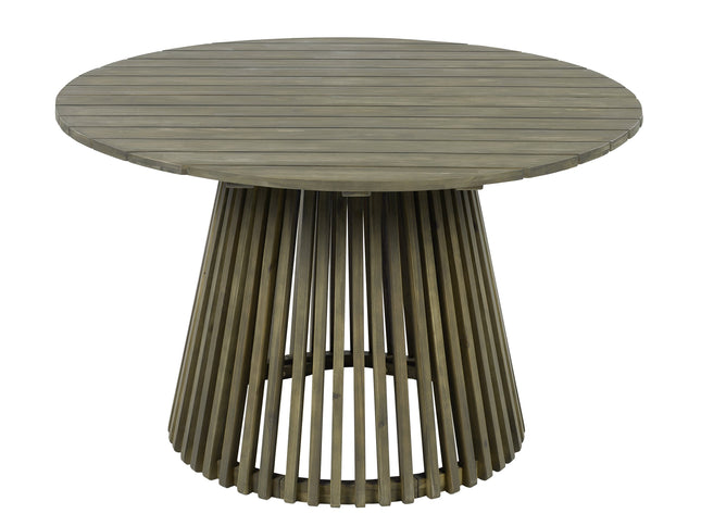 5-Piece Acacia Wood Outdoor Club Chair Dining Set with Round Table — Grey