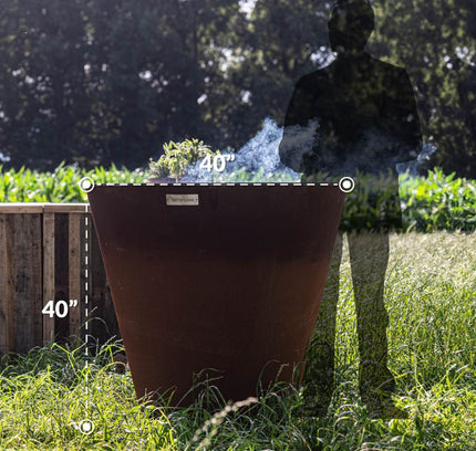 Arteflame One Series 40″ — XXL Flat-Top Charcoal Grill & Fire Bowl (Single-Piece CORTEN Body)