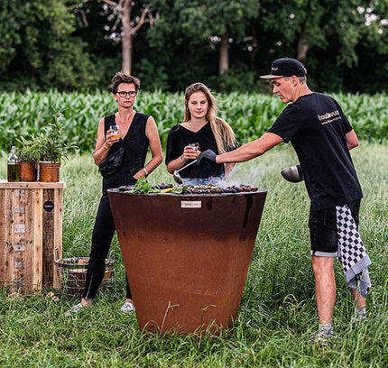 Arteflame One Series 40″ — XXL Flat-Top Charcoal Grill & Fire Bowl (Single-Piece CORTEN Body)