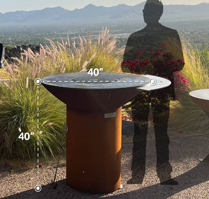 Arteflame Classic 40″ — Round Base Flat-Top Grill & Fire Bowl (CORTEN Steel)