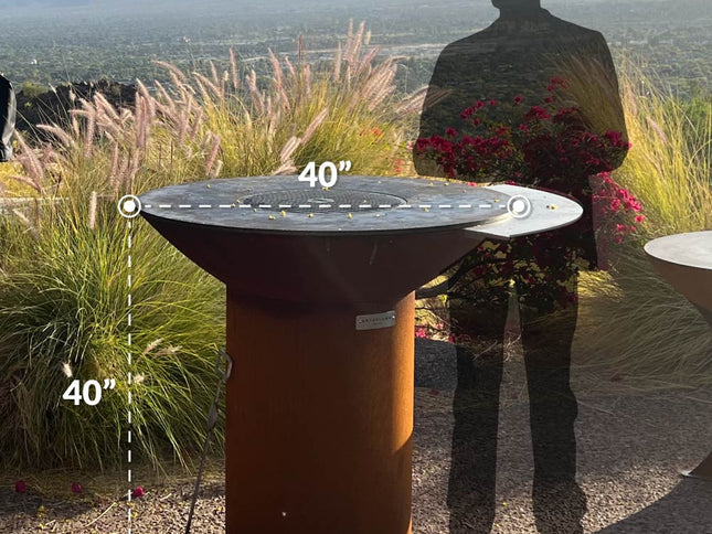 Arteflame Classic 40″ Round Base Flat-Top Grill & Fire Bowl, CORTEN