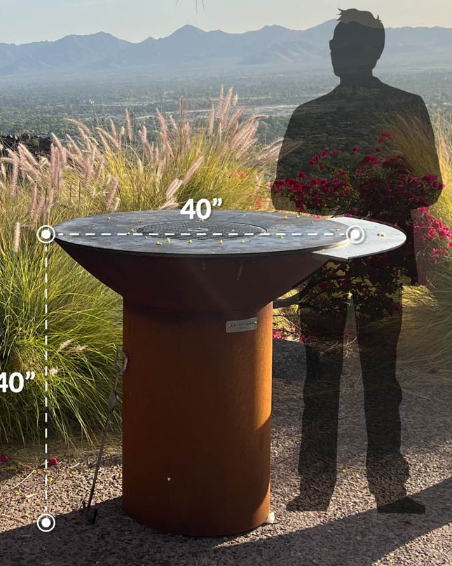 Arteflame Classic 40″ — Round Base Flat-Top Grill & Fire Bowl (CORTEN Steel)