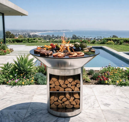 Arteflame 40″ Platinum Series — Stainless Fire Bowl Flat-Top Grill with Storage Base