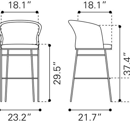 Freycinet Barstool (Set of 2) Black