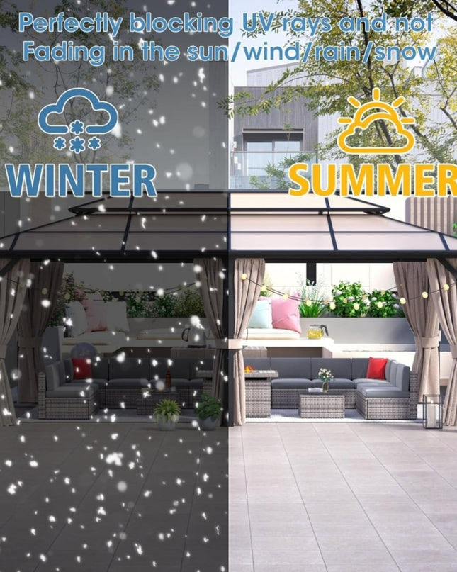 [12X20FT] Alora Premium Aluminum Outdoor Polycarbonate Hardtop Gazebo With UV Protection, Netting & Curtains