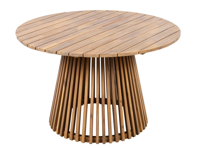 5-Piece Acacia Wood Outdoor Dining Set with Rope Braided Chairs & Round Table — Teak