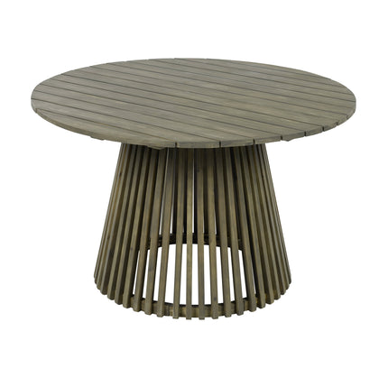5-Piece Acacia Wood Outdoor Club Chair Dining Set with Round Table — Grey