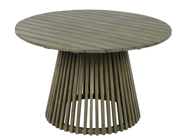 5-Piece Acacia Wood Outdoor Club Chair Dining Set with Round Table — Grey