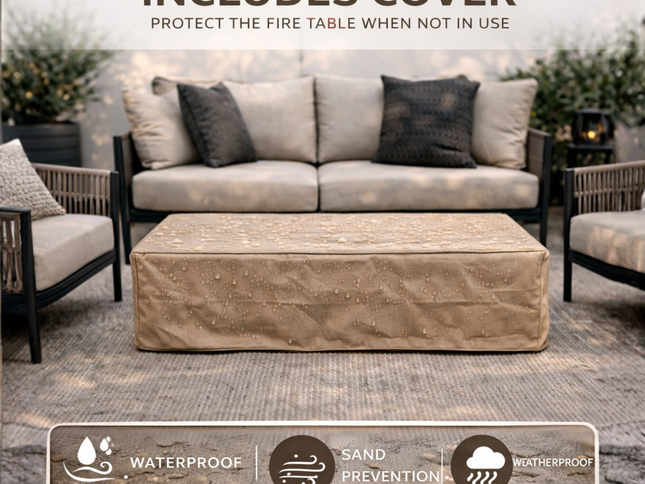 56" Rectangular Propane Fire Pit Table